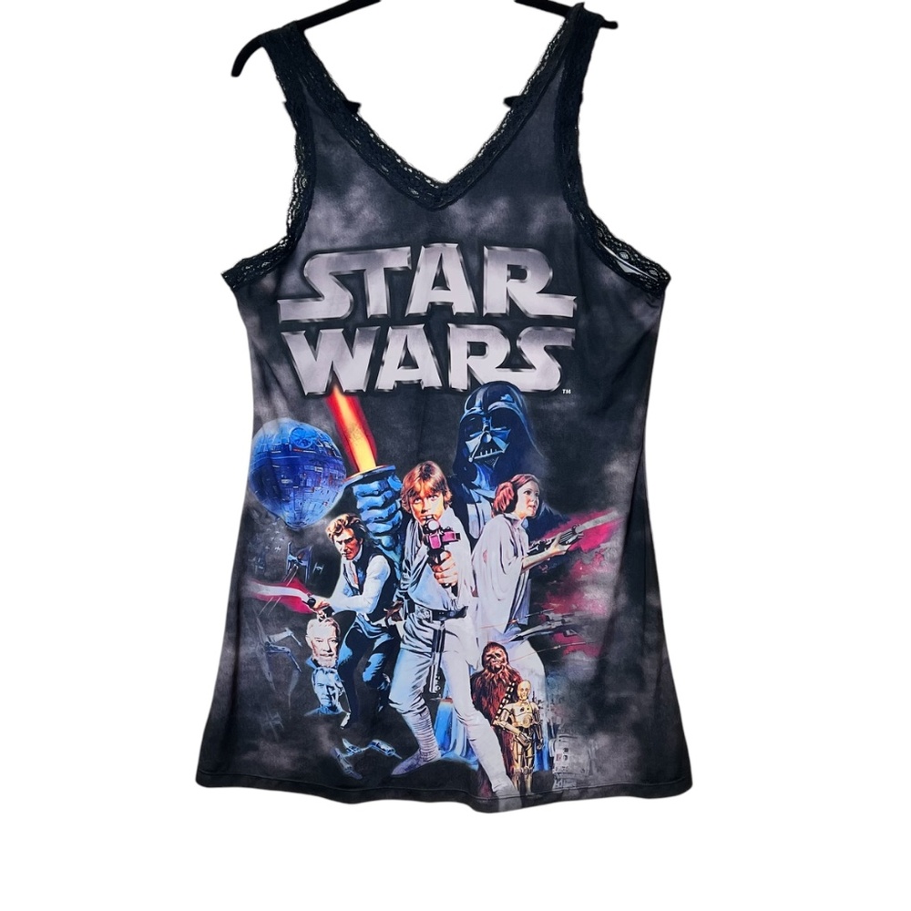 Stars Wars Lace Trimmed V Neck Sleeveless Nightgown - Picture 6 of 14